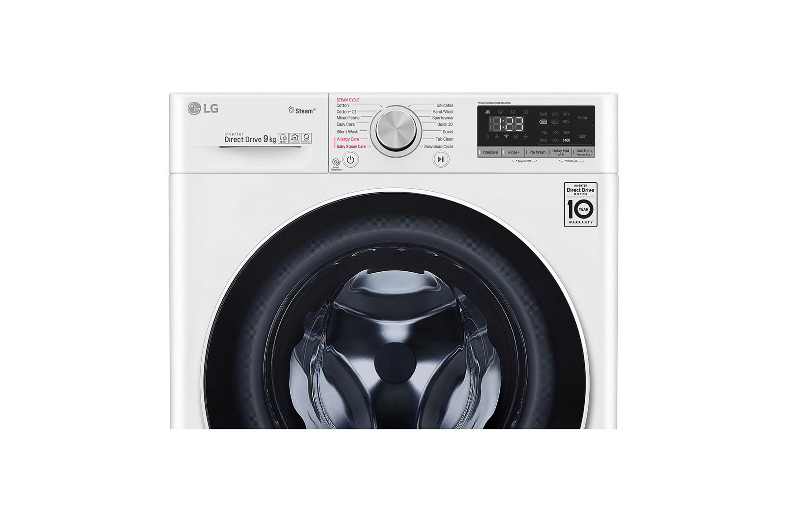 LG เครื่องซักผ้าฝาหน้า รุ่น FV1409D4W ระบบ AI DD™ ความจุซัก 9 กก. / อบ 6 กก. พร้อม Smart WI-FI control ควบคุมสั่งงานผ่านสมาร์ทโฟน, FV1409D4W
