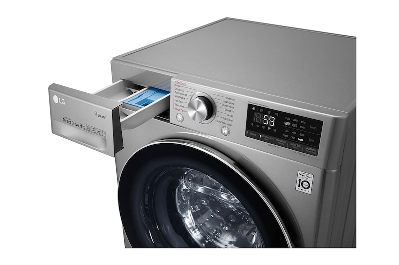 LG เครื่องซักผ้าฝาหน้า รุ่น FV1409S3V ระบบ AI DD™ ความจุซัก 9 กก.  พร้อม Smart WI-FI control ควบคุมสั่งงานผ่านสมาร์ทโฟน, FV1409S3V