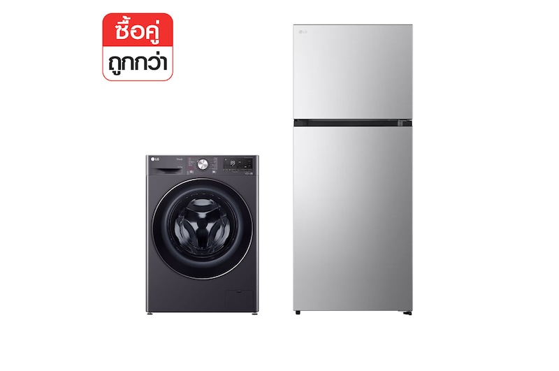 มุมมองด้านหน้าของ เครื่องซักผ้า 11 กก. รุ่น FV1411H3M พร้อม ตู้เย็น รุ่น GC-B422MQBM FV1411H.B422MQ