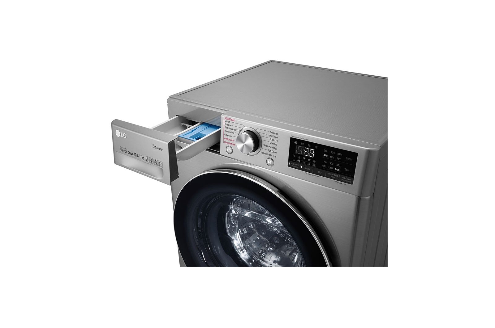 LG เครื่องซักผ้าฝาหน้า รุ่น FV1450H3V ระบบ AI DD™ ความจุซัก 10.5 กก./ อบ 7 กก. พร้อม Smart WI-FI control ควบคุมสั่งงานผ่านสมาร์ทโฟน, FV1450H3V