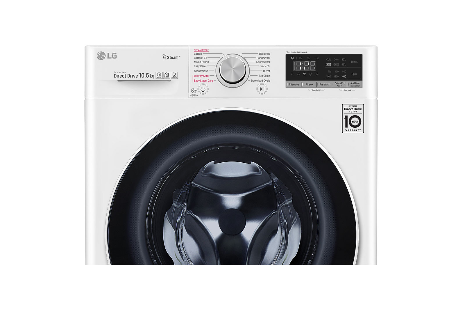 LG เครื่องซักผ้าฝาหน้า รุ่น FV1450S4W ระบบ AI DD™ ความจุซัก 10.5 กก.  พร้อม Smart WI-FI control ควบคุมสั่งงานผ่านสมาร์ทโฟน, FV1450S4W