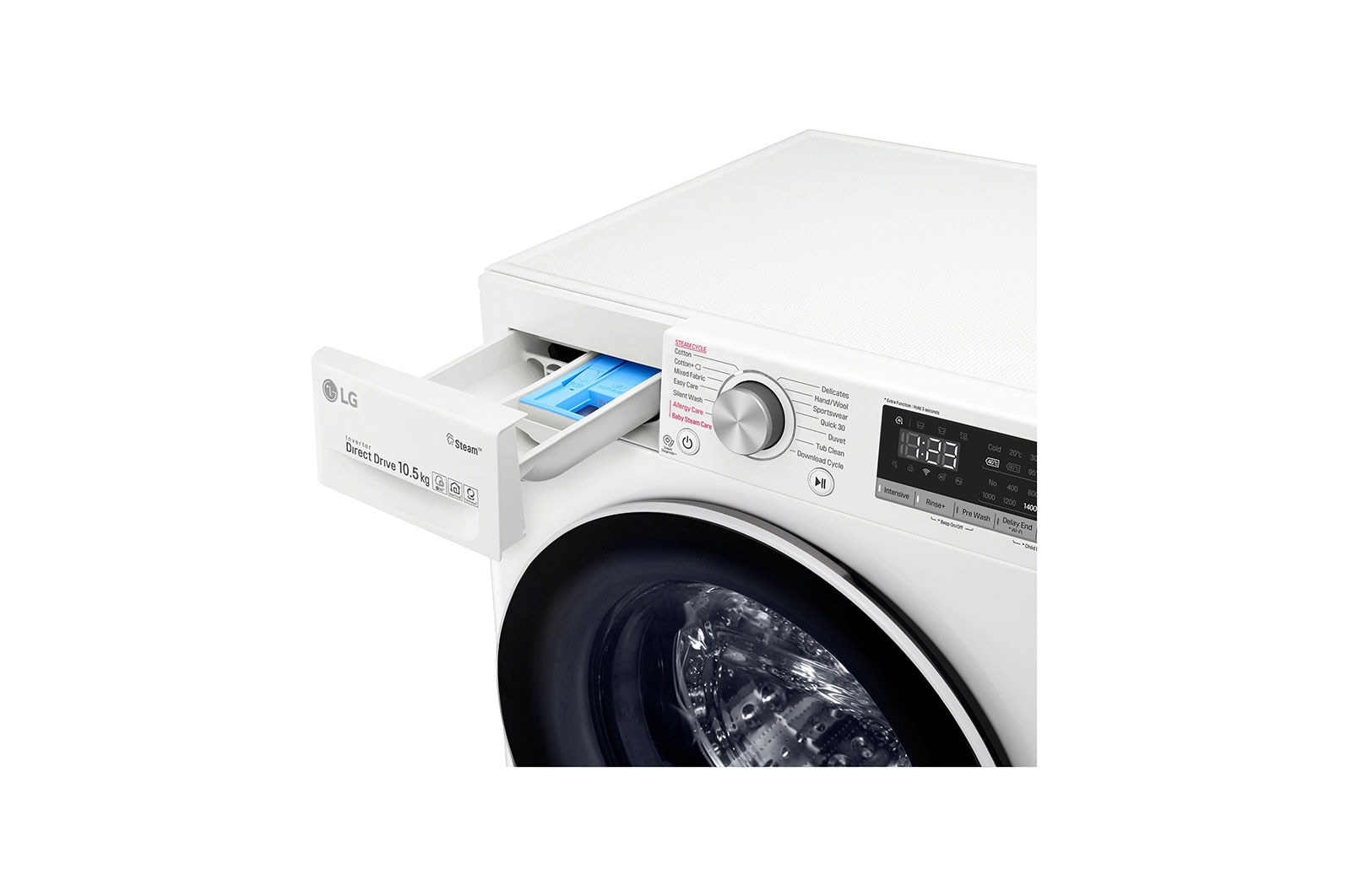 LG เครื่องซักผ้าฝาหน้า รุ่น FV1450S4W ระบบ AI DD™ ความจุซัก 10.5 กก.  พร้อม Smart WI-FI control ควบคุมสั่งงานผ่านสมาร์ทโฟน, FV1450S4W