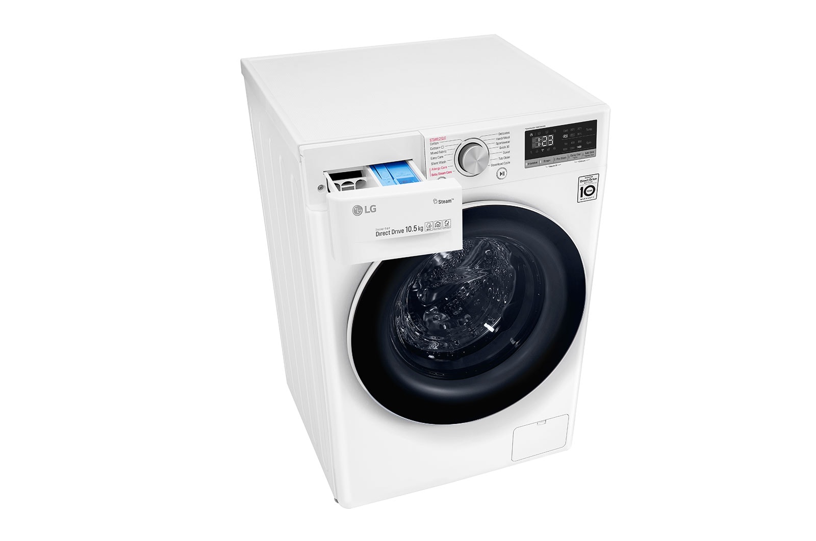 LG เครื่องซักผ้าฝาหน้า รุ่น FV1450S4W ระบบ AI DD™ ความจุซัก 10.5 กก.  พร้อม Smart WI-FI control ควบคุมสั่งงานผ่านสมาร์ทโฟน, FV1450S4W