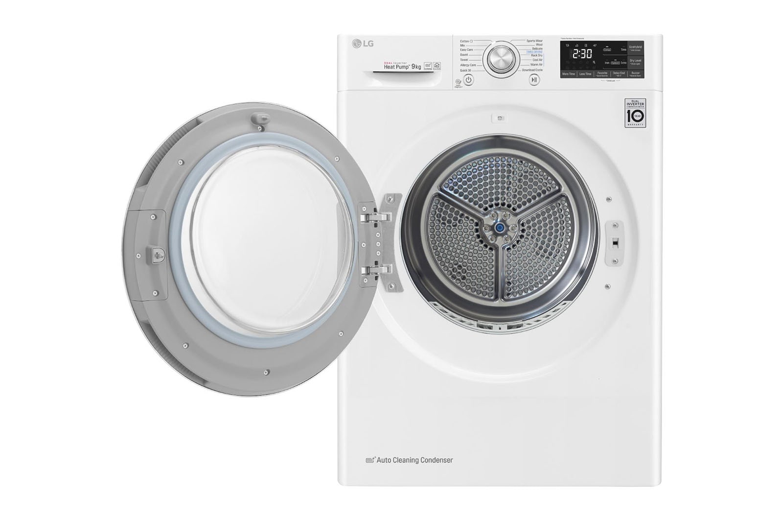 LG เครื่องอบผ้า รุ่น RC09VHP2W ระบบ DUAL Inverter Heat PumpTM ความจุ 9 กก. พร้อม Smart WI-FI control ควบคุมสั่งงานผ่านสมาร์ทโฟน, RC09VHP2W