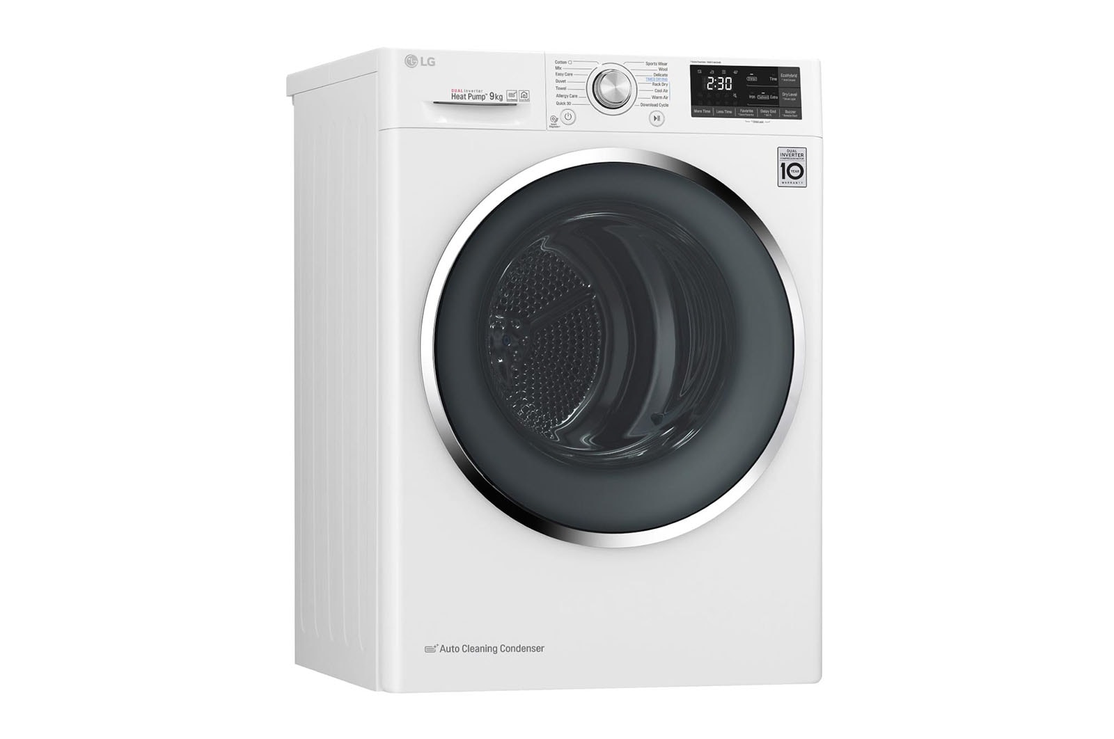 LG เครื่องอบผ้า รุ่น RC09VHP2W ระบบ DUAL Inverter Heat PumpTM ความจุ 9 กก. พร้อม Smart WI-FI control ควบคุมสั่งงานผ่านสมาร์ทโฟน, RC09VHP2W