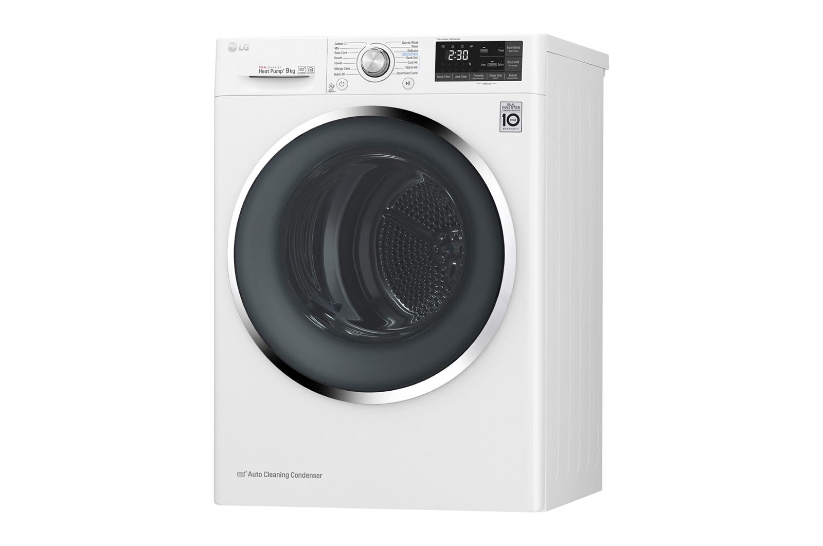 LG เครื่องอบผ้า รุ่น RC09VHP2W ระบบ DUAL Inverter Heat PumpTM ความจุ 9 กก. พร้อม Smart WI-FI control ควบคุมสั่งงานผ่านสมาร์ทโฟน, RC09VHP2W