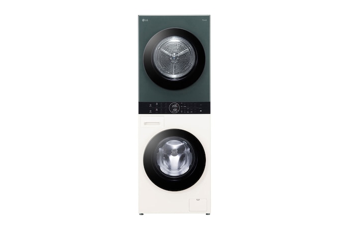 มุมมองด้านหน้าของสินค้า Wash Tower เครื่องซักผ้า 14 กก./อบผ้า 10 กก. มีระบบ AI DD™ พร้อม Smart WI-FI control (WT1410NHEG)
