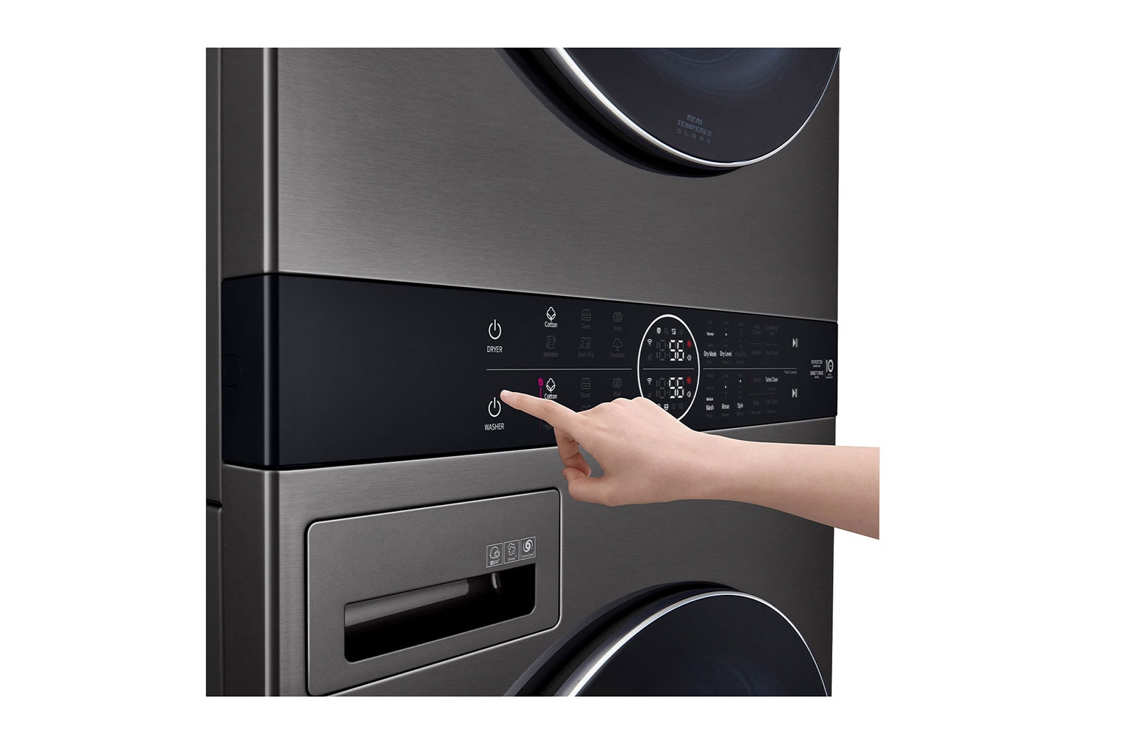 LG WashTower ซักผ้า 21 กก. และอบ 16 กก. รุ่น WT2116SHBB ระบบ AI DD™ พร้อม Smart WI-FI control ควบคุมสั่งงานผ่านสมาร์ทโฟน, WT2116SHBB