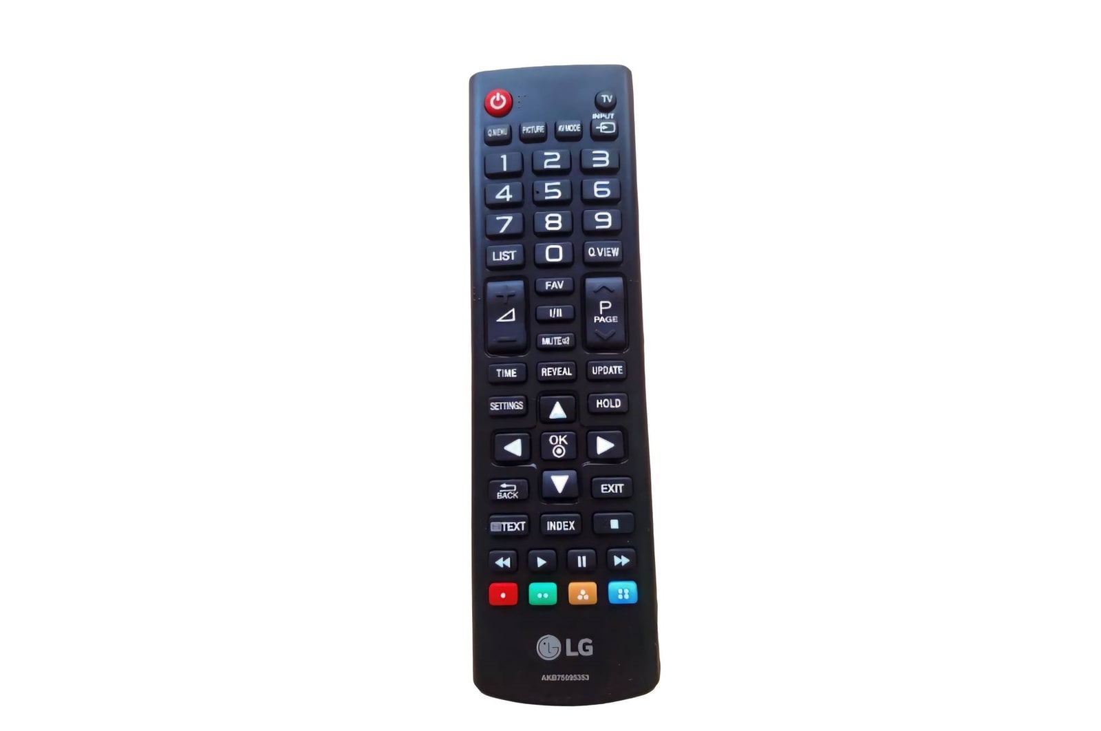 มุมมองด้านหน้าของ รีโมทคอนโทรลทีวี LG  AKB75095353