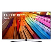 LG UHD TV, UT81’un önden görünümü. Ekranda LG UHD AI ThinQ, 2024 yazısı ve webOS Re:New Program logosu yer alıyor.