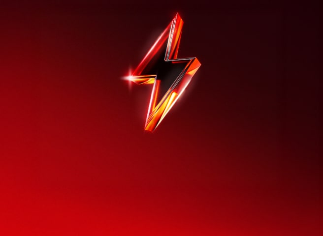 3D red lightning bolt on a dark red background