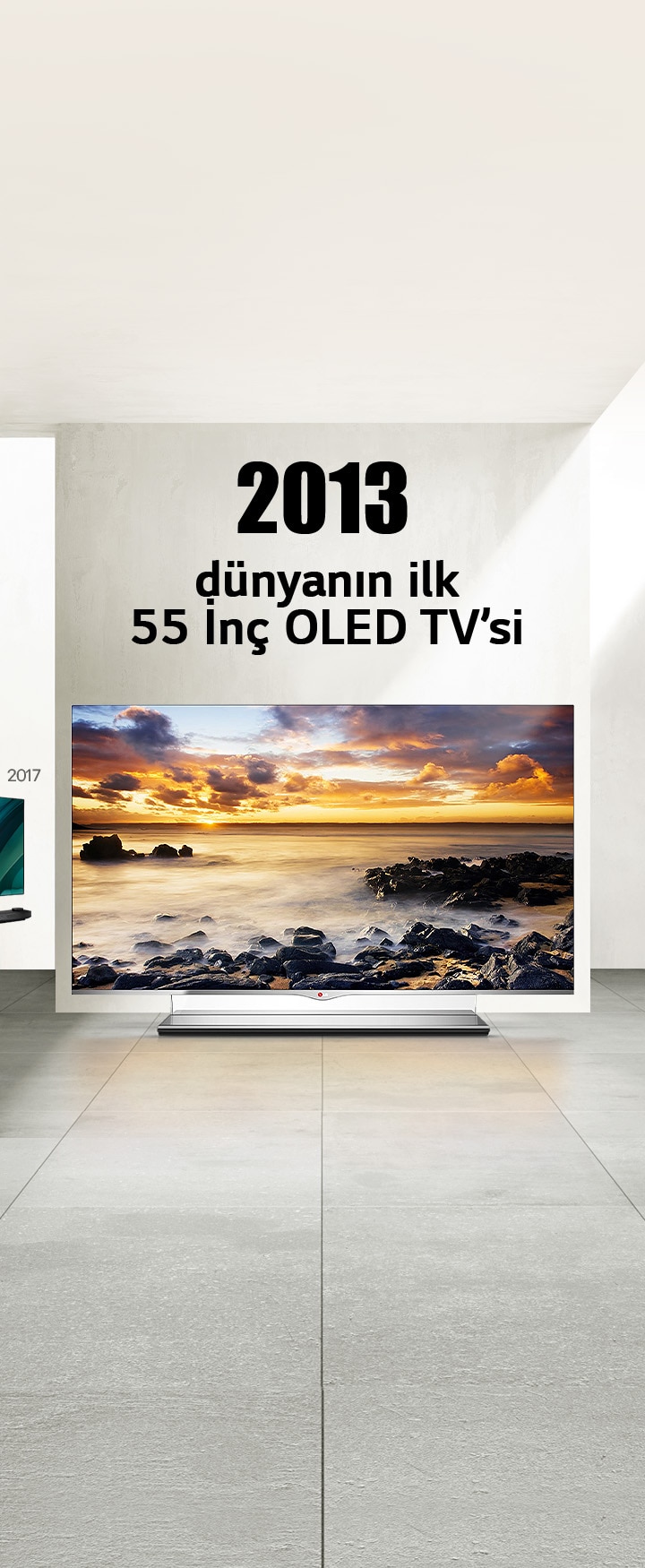 LG TV. Başlıkta, “2013 dünyanın ilk 55 İnç OLED TV’si” yazıyor.