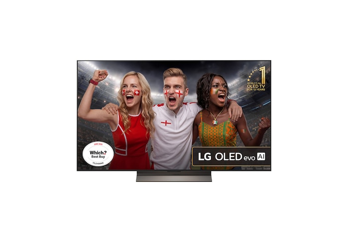 Front view of 55 inch LG OLED evo AI C5 4K Smart TV 2025 OLED55C5ELB
