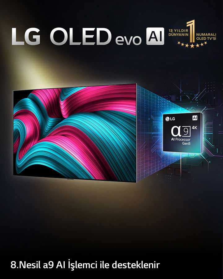 65 inç LG OLED evo AI C5 4K Smart TV AI Sihirli Kumanda Dolby