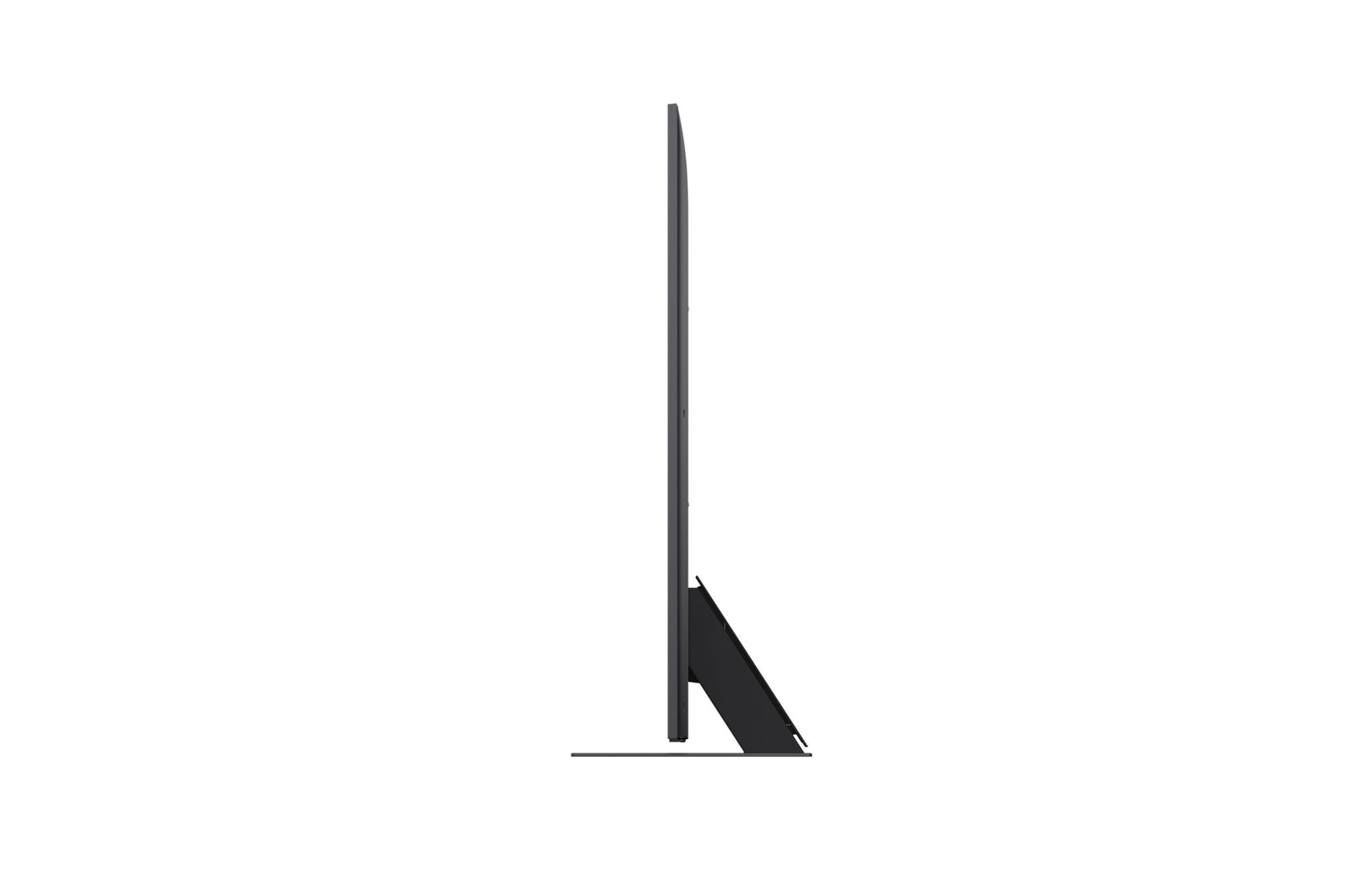 LG QNED evo AI QNED85 4K Smart TV’nin önden ve yandan görünümü uzunluk, genişlik, yükseklik ve derinlik boyutlarını gösteriyor.