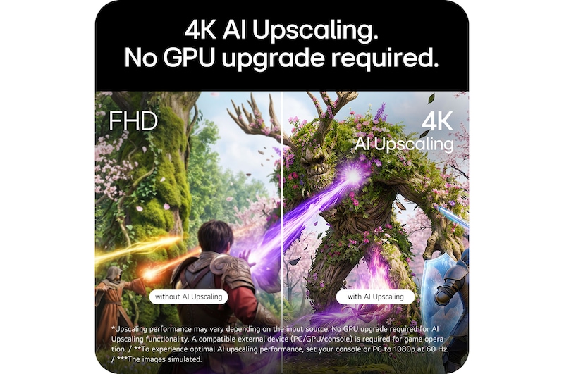 UltraGear gaming monitor (32GX870B) with 4K AI upscaling for sharper visuals without a GPU upgrade