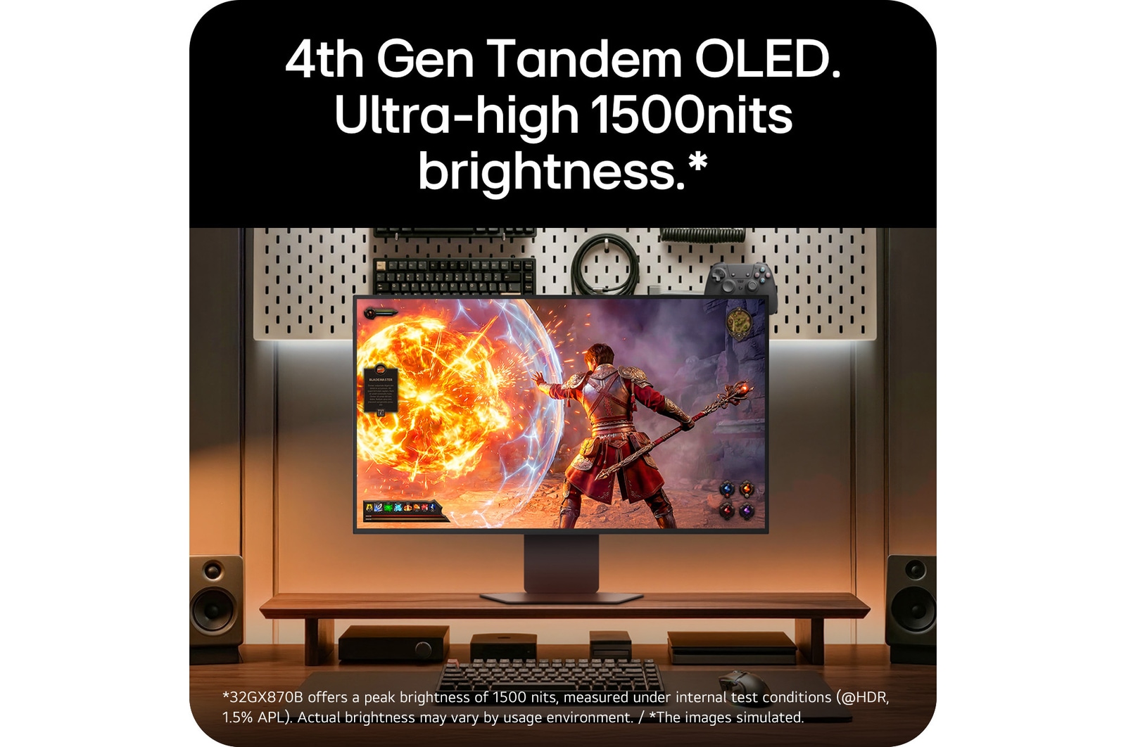 'UltraGear gaming monitor (32GX870B) delivering sharp gameplay with 1,500 nits peak brightness and 4th Gen Tandem OLED