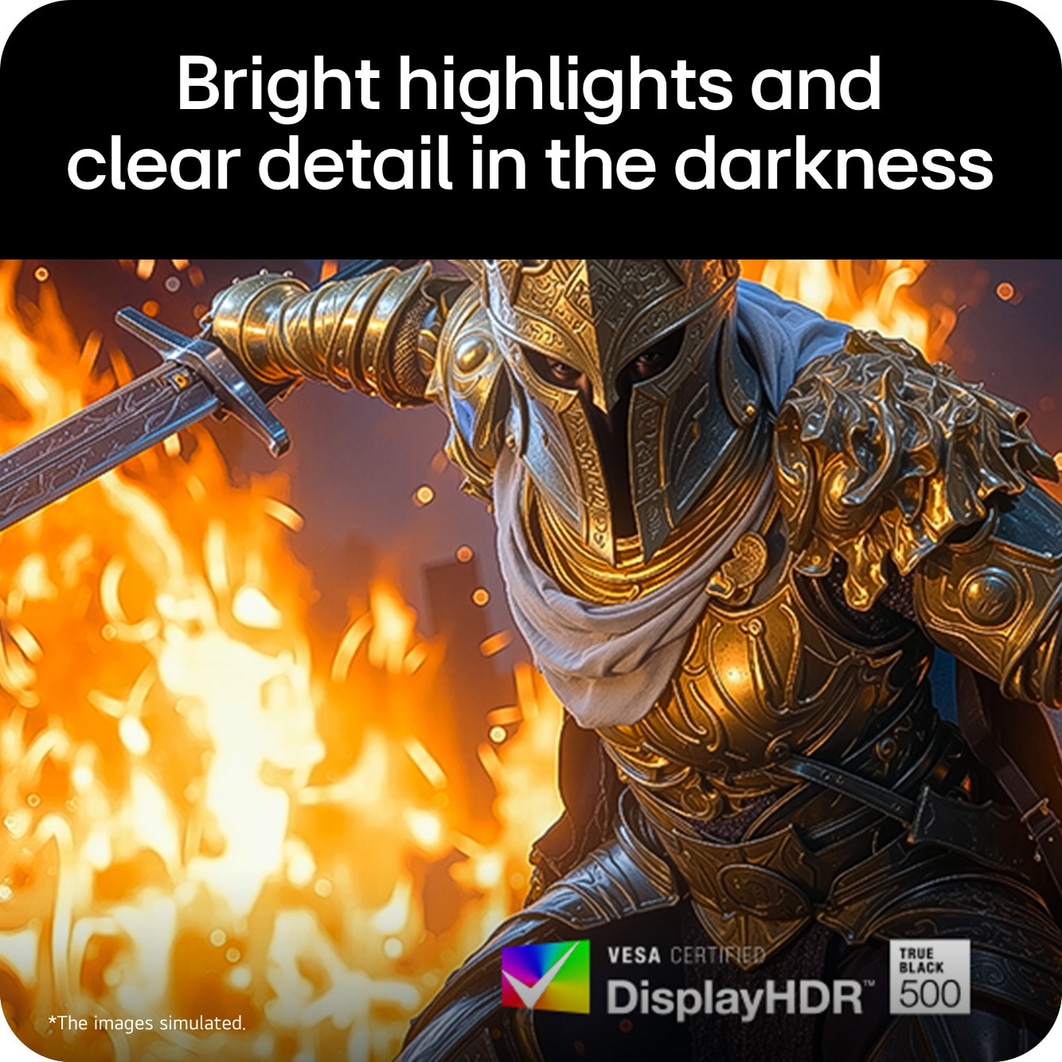 UltraGear gaming monitor (32GX870B) delivers bright highlights and detailed dark scenes with DisplayHDR 500 and 99.5% DCI-P3