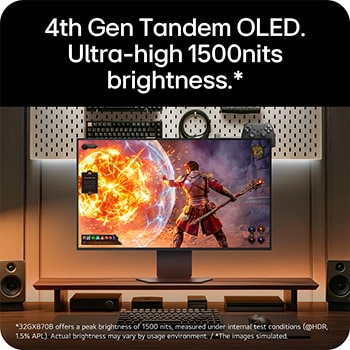 'UltraGear gaming monitor (32GX870B) delivering sharp gameplay with 1,500 nits peak brightness and 4th Gen Tandem OLED