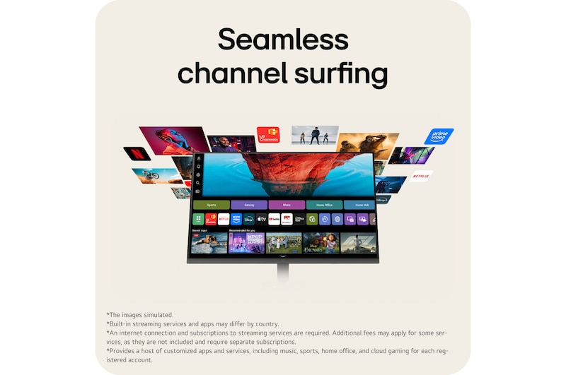 LG Smart Monitor with streaming apps interface.