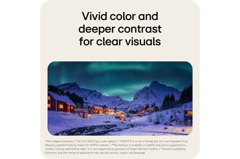 Snowy mountain village under northern lights at night.