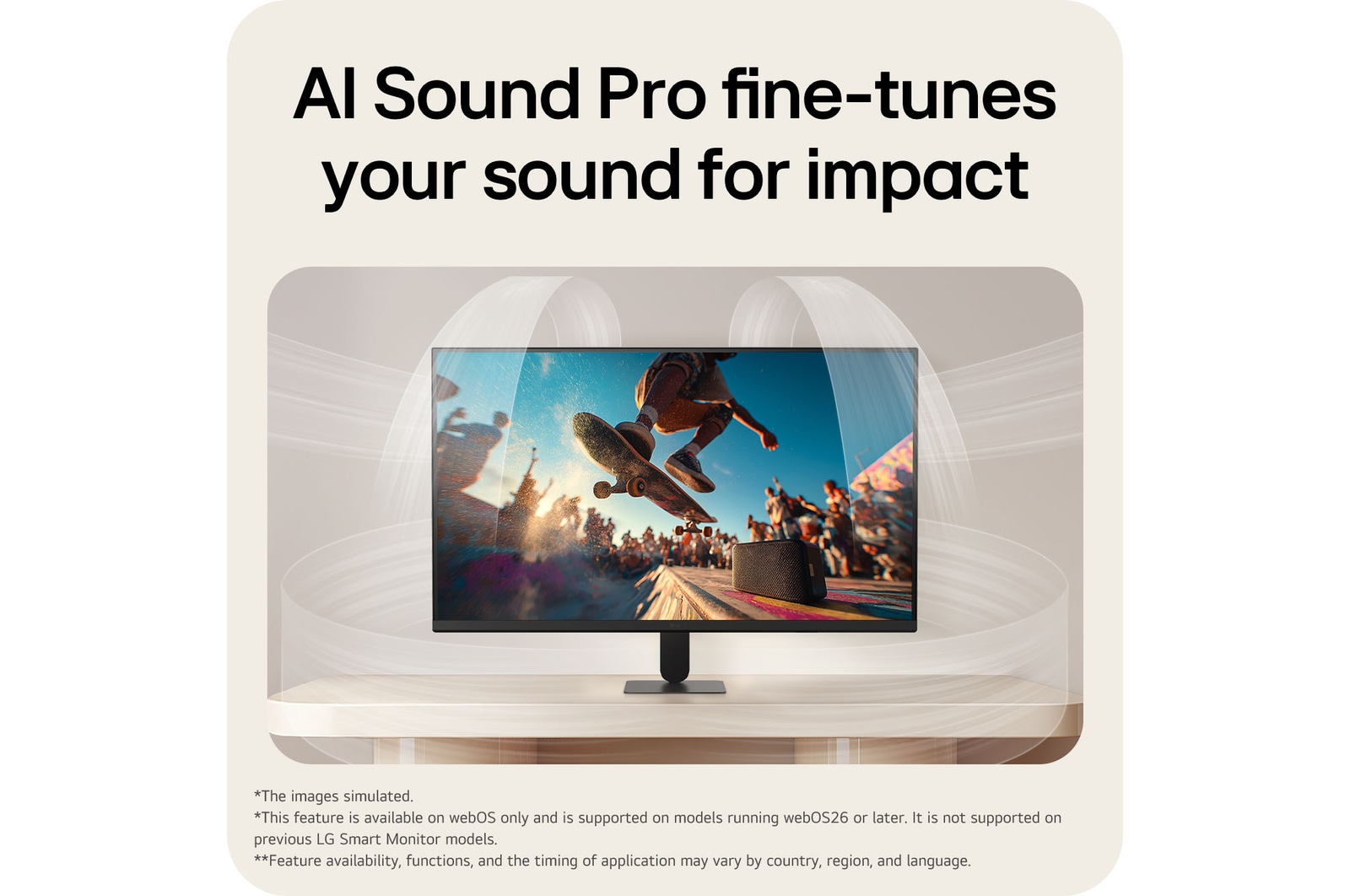 LG Smart Monitor with immersive audio visualization.