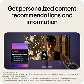 'LG Smart Monitor showing personalized content interface.