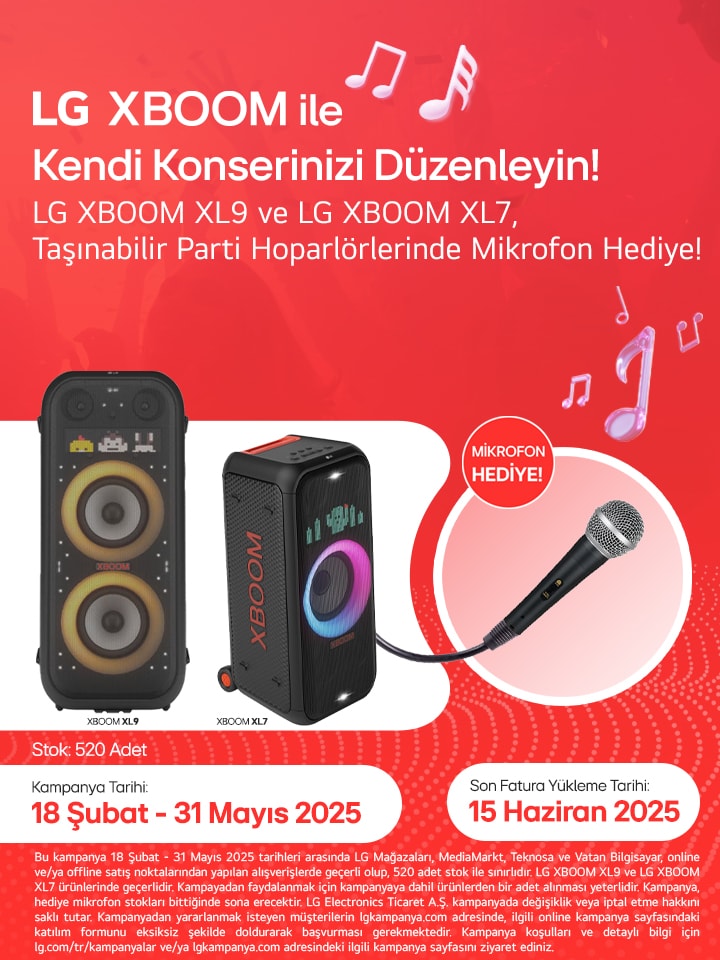 Seçili LG XBOOM alımlarında mikrofon hediye