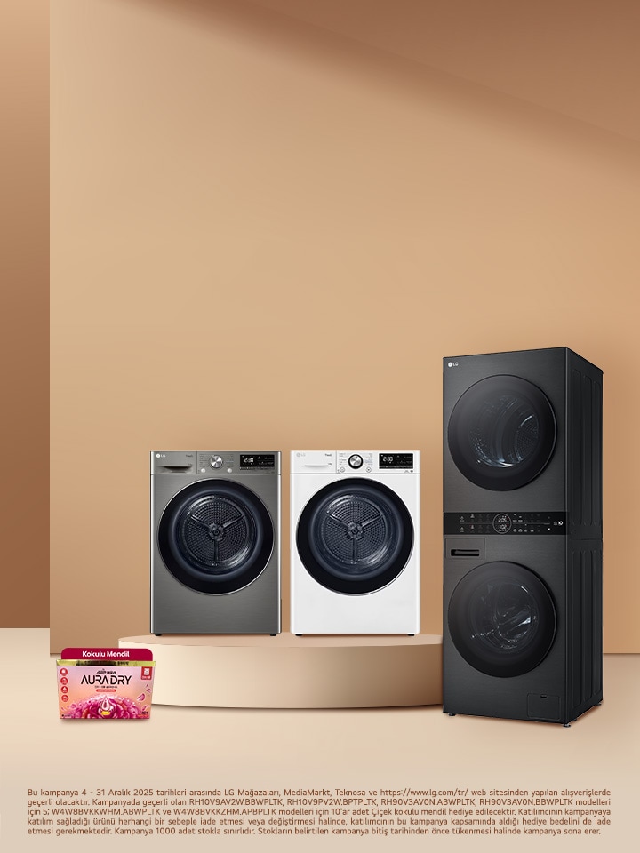 Seçili LG Kurutma Makinelerinde Çiçek Kokulu Makine Mendili Hediye