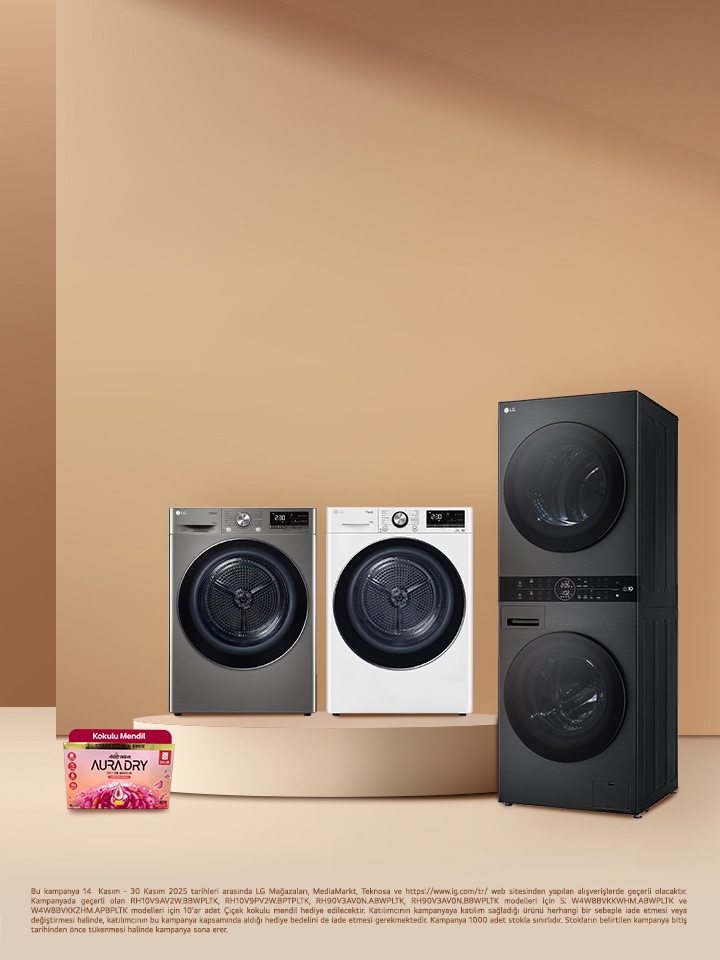 Seçili LG Kurutma Makinelerinde Çiçek Kokulu Makine Mendili Hediye