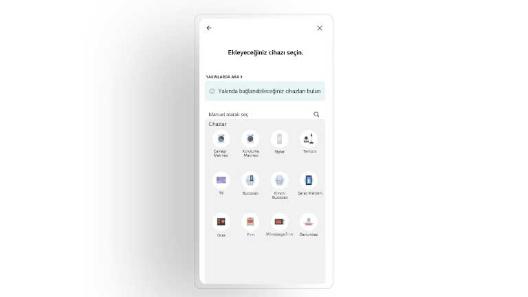 LG ThinQ uygulama ekranının görüntüsü