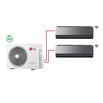 Front view of Inverter Multi Split Wi-Fi Klima AC2 12K+24K Btu AC2MULTI