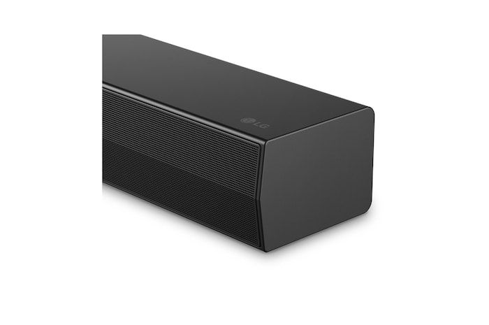 LG Soundbar S40T'nin yan köşesinin önden görünümü