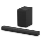 LG Soundbar S40T ve subwoofer’ın açılı görünümü