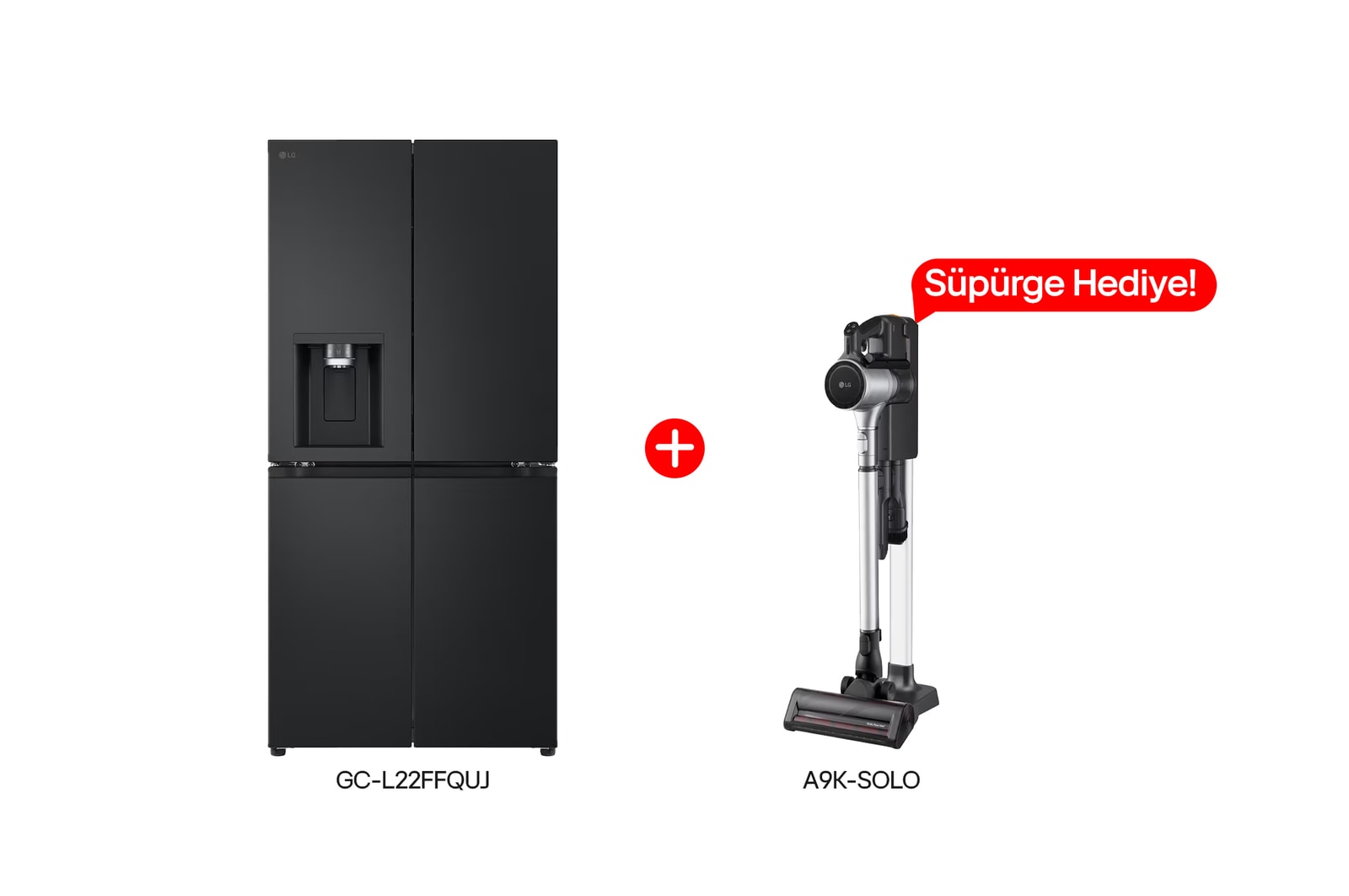 Front view of LG 506 Litre Gardırop Tipi No Frost Buzdolabı Alımlarında A9K-SOLO Süpürge Hediye L22.A9KSOLO