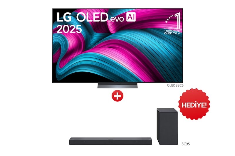 Front view of LG OLED83C5 Satın Alımlarında SC9S Soundbar Hediye OLED83C5.SC9S