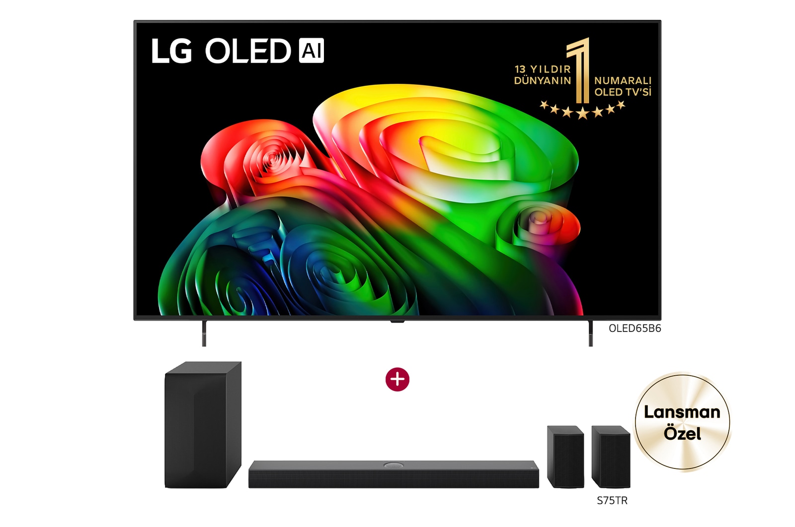 Front view of 65 inç LG OLED AI B6 TV Satın Alımlarında S75TR Soundbar Hediye OLED65B65.S75TR