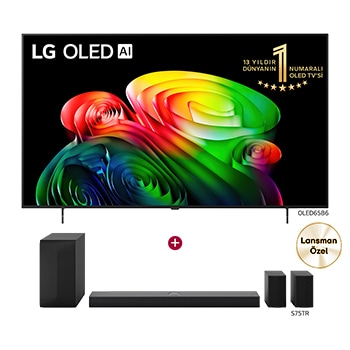 Front view of 65 inç LG OLED AI B6 TV Satın Alımlarında S75TR Soundbar Hediye OLED65B65.S75TR