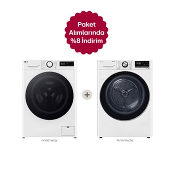 Front view of LG 11 KG Çamaşır Makinesi ve 10 KG Dual Iverter Isı Pompalı Kurutma Makinesi Birlikte Alımlarında İndirim RH10A.F4Y5