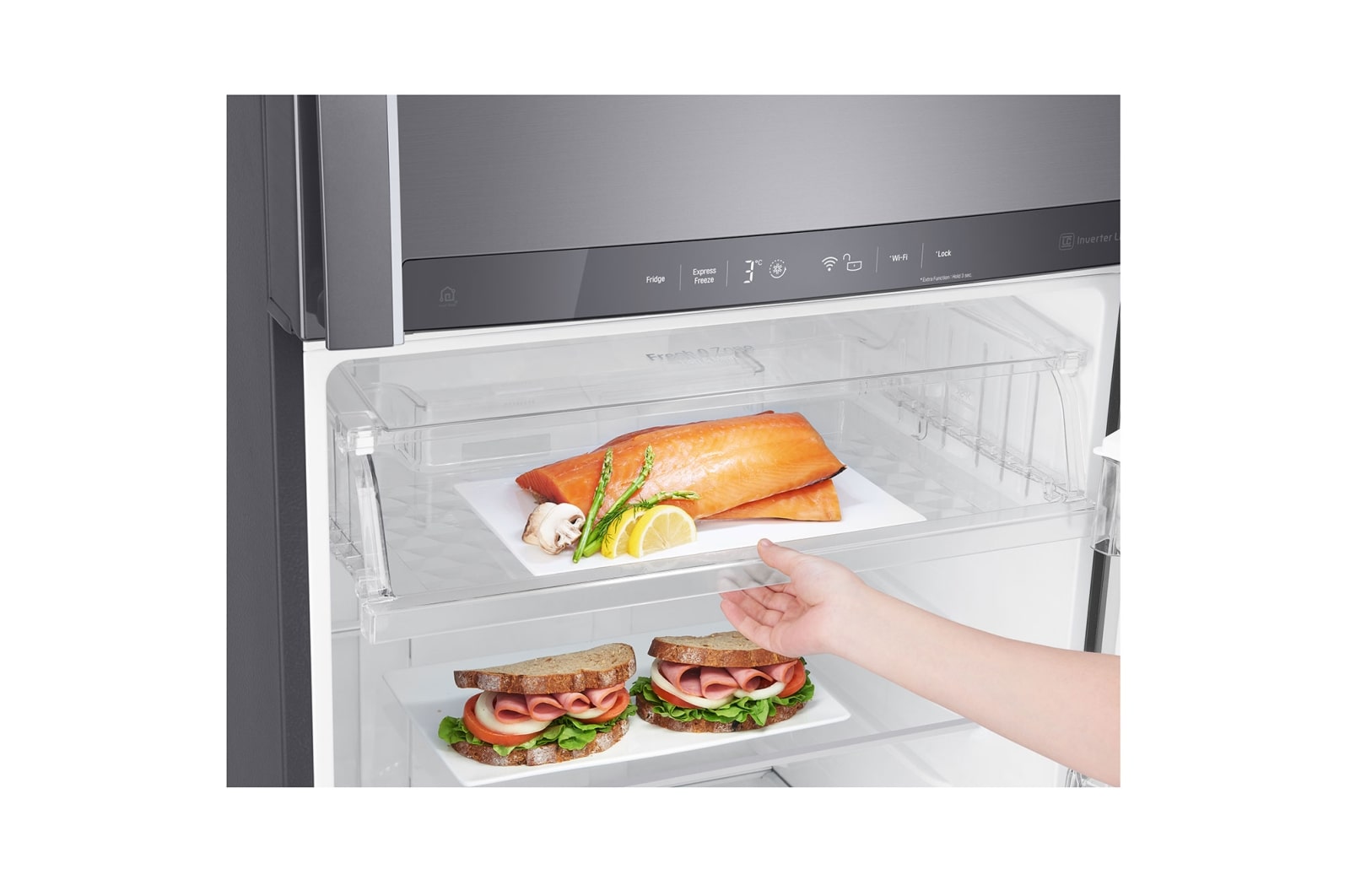 LG A+, Pratik Kapı™, 454 Litre, 70cm Genişlik, No Frost, İnoks, GC-D502HLAM