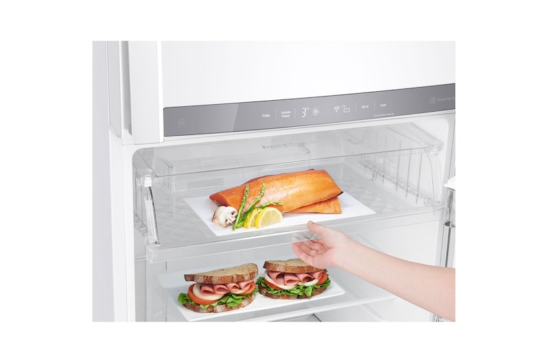 LG Pratik Kapılı 454litre Paslanmaz Çelik VCM Çift Dondurucu Üstte Buzdolabı, GC-D502HQAM