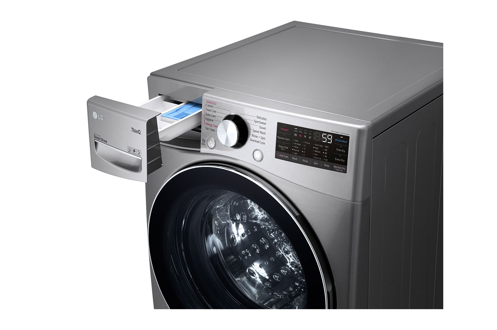 LG Kurutmalı Çamaşır Makinesi Buharlı 14 Kg Yıkama / 8 Kg Kurutma TurboWash F Enerji Sınıfı Metalik Gri, F0L9DGP2S