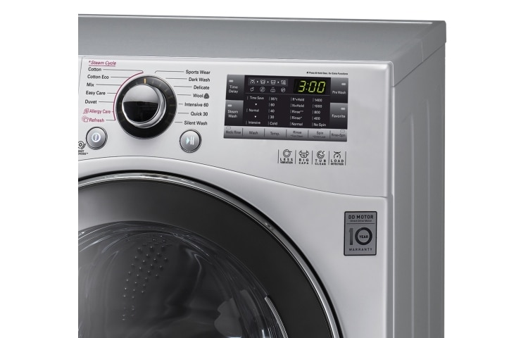 LG A+++, 9kg Yıkama, 1400 devir, 10 Yıl 6 Motion Direct Drive Motor Garantisi, 22 Yıl VDE Onaylı Motor, Anti-alerjik, True Steam™ Buharlı Yıkama, Smart Diagnosis™/Akıllı Teşhis, Gümüş Renk, F14A7FDS5