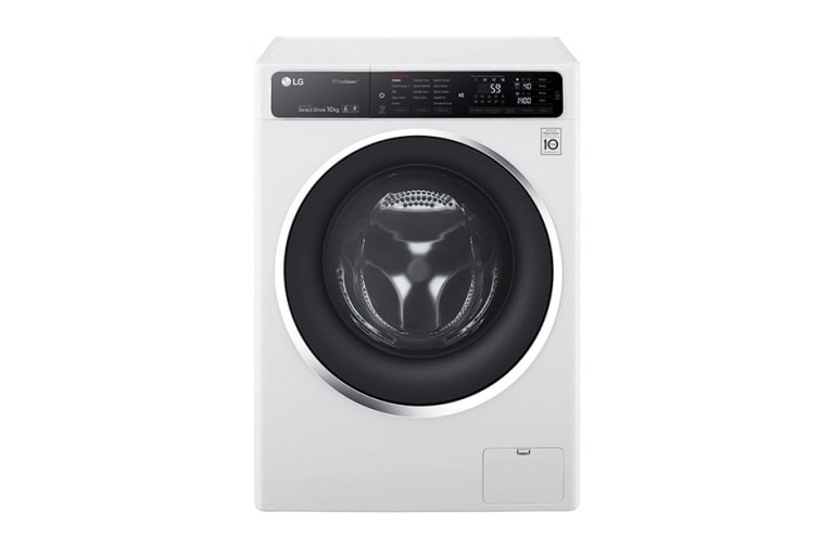 10KG, TURBOWASH™, 6 MOTION DD ÇAMAŞIR MAKİNESİ, BENZERSİZ FULL DOKUNMATİK PANEL, ŞIK KROM KAPAK F14U1JBSK2 için önden görünüm