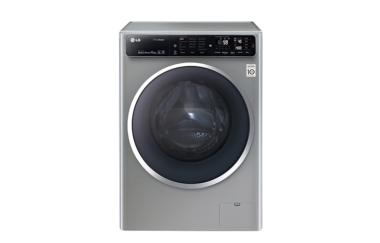 10KG, TURBOWASH™, 6 MOTION DD ÇAMAŞIR MAKİNESİ, BENZERSİZ FULL DOKUNMATİK PANEL, ŞIK KROM KAPAK F14U1JBSK6 için önden görünüm