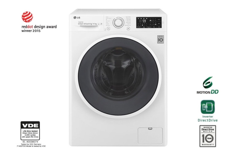 8/5KG DURMAKSIZIN YIKAMA &amp; KURUTMA, Yıkama Performansı: A&#43;&#43;&#43; (- 40%), 8kg Yıkama, 5kg Kurutma, 1400 Devir, 10 Yıl 6 Motion Direct Drive Motor Garantisi, 22 Yıl VDE Onaylı Motor, Anti-alerjik, True Steam™, Smart Diagnosis™/Akıllı Teşhis, Eko Dry F14U2TDHP1N için önden görünüm