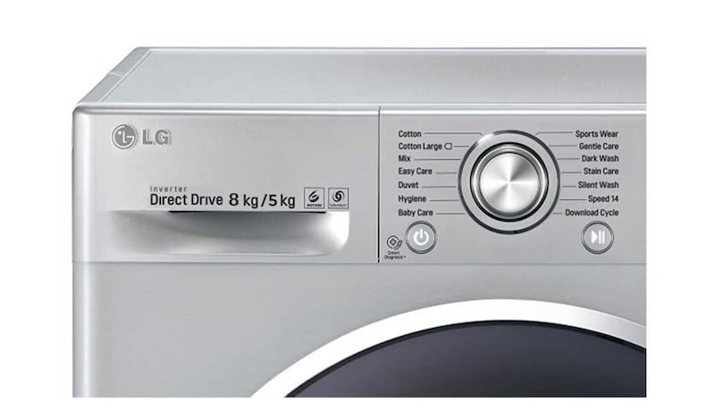 LG 8/5KG DURMAKSIZIN YIKAMA & KURUTMA, Yıkama Performansı: A+++ (- 40%), 8kg Yıkama, 5kg Kurutma, 1400 Devir, 10 Yıl 6 Motion Direct Drive Motor Garantisi, 22 Yıl VDE Onaylı Motor, Anti-alerjik, True Steam™, Smart Diagnosis™/Akıllı Teşhis, Eko Dry, F14U2TDHP5N