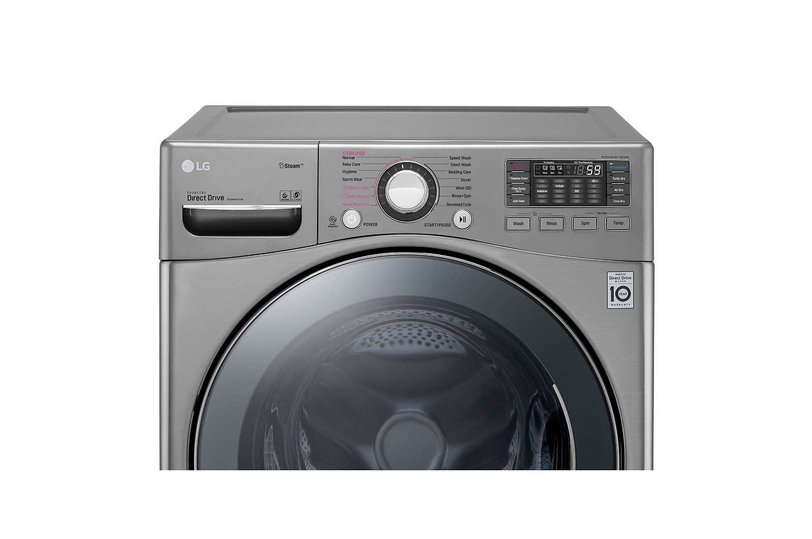 LG Kurutmalı Çamaşır Makinesi Buharlı 17 Kg Yıkama / 10 Kg Kurutma  TrueSteam WiFi  A+++ Enerji Sınıfı Metalik Gri, F2K2CHK2T