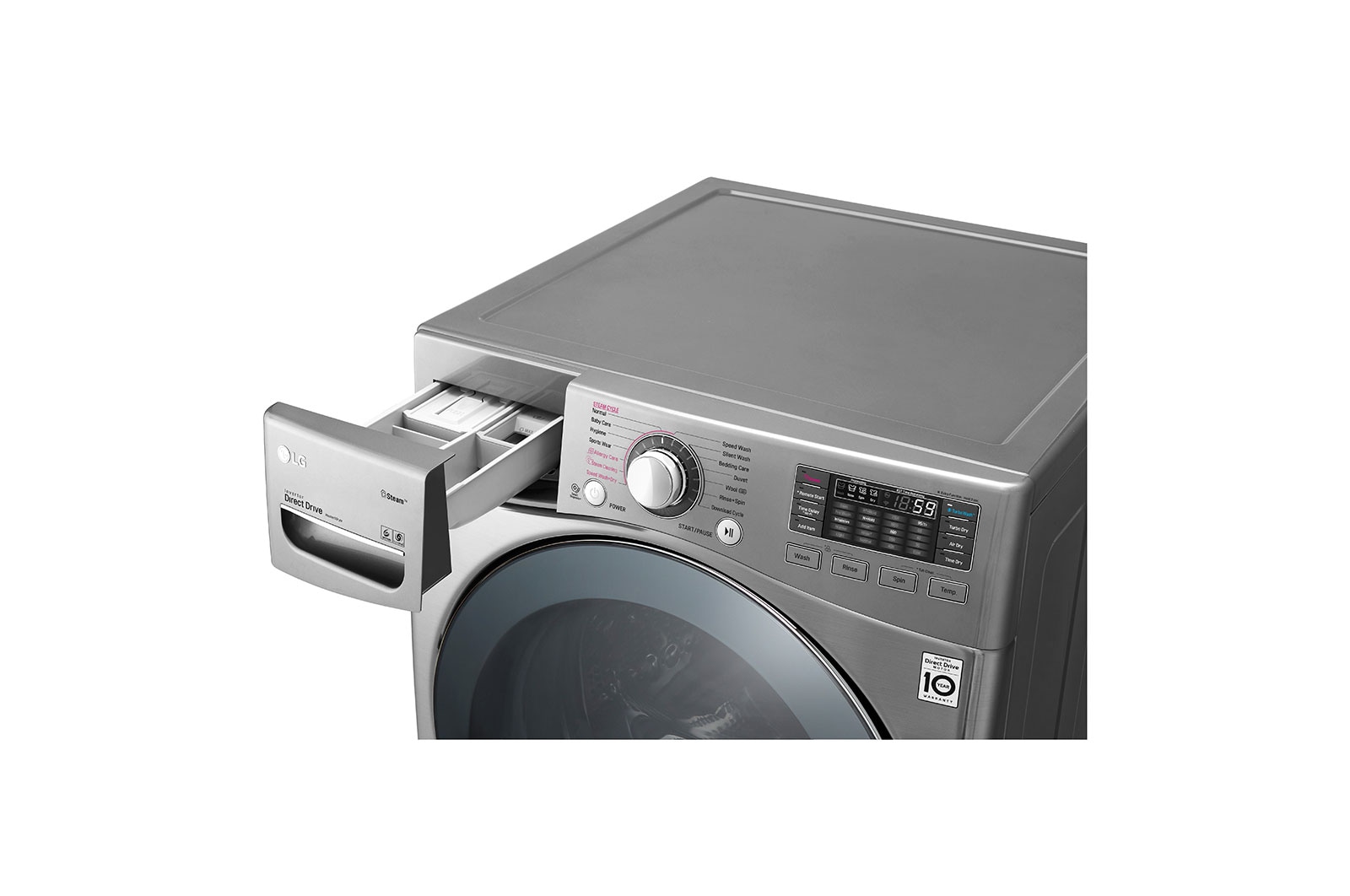 LG Kurutmalı Çamaşır Makinesi Buharlı 17 Kg Yıkama / 10 Kg Kurutma  TrueSteam WiFi  A+++ Enerji Sınıfı Metalik Gri, F2K2CHK2T