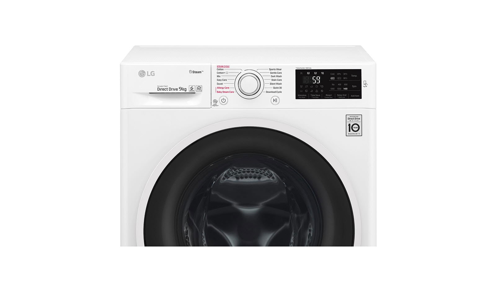 LG 9 Kg Yıkama "A+++(-20%)", 1400 Devir, SpaSteam™, NFC, F4J6VYP0W
